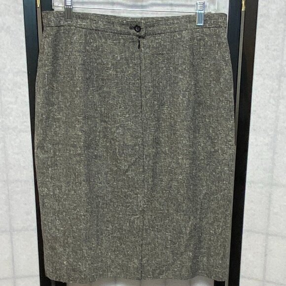 Rena Rowan for Saville Silk Blend Tweed Pleated Lined Pencil Skirt Black White - Picture 2 of 11